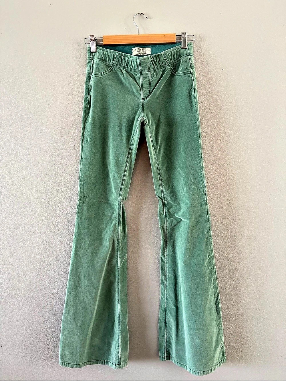 Free People We The Free Penny Pull-On Cord Flare Jeans Green
